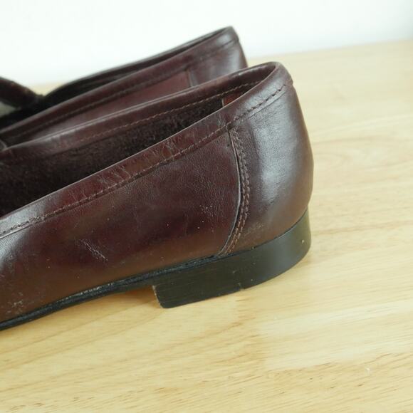 Vintage Men\'s 8 Tassel Loafers Burgundy Maroon Preppy Woven Leather Academia main image 9